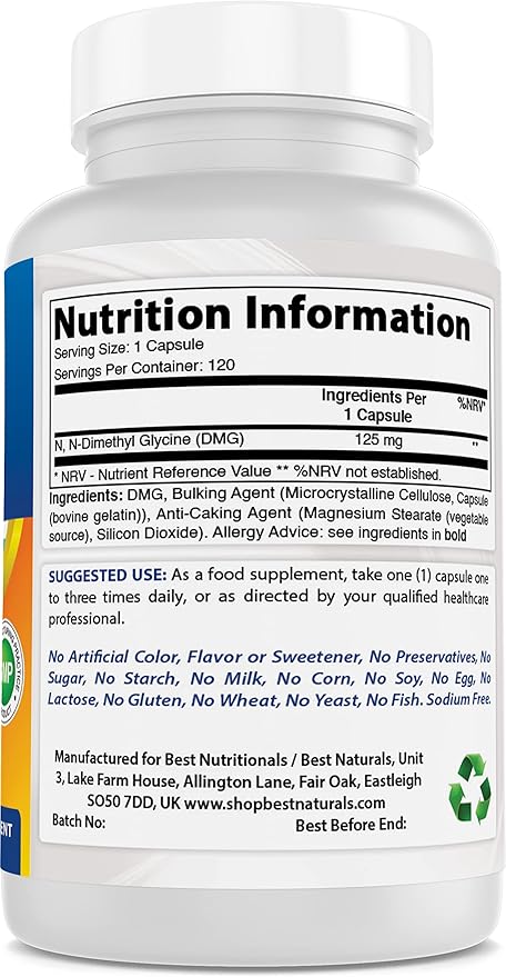 Best Naturals DMG 125 mg 120 Capsules (120 Count (Pack of 2))