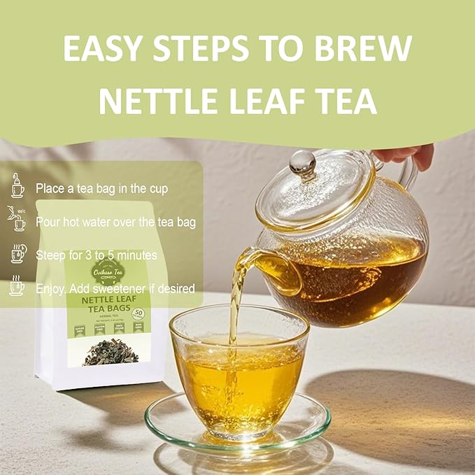 Ovikaso Tea, Nettle Leaf Tea Bags, 50 Pyramid Tea Bags, 1.5g/bag, Natural Stinging Nettle Tea, Direct from Source, Rich in Antioxidants & Support Bone Health, Herbal Tea