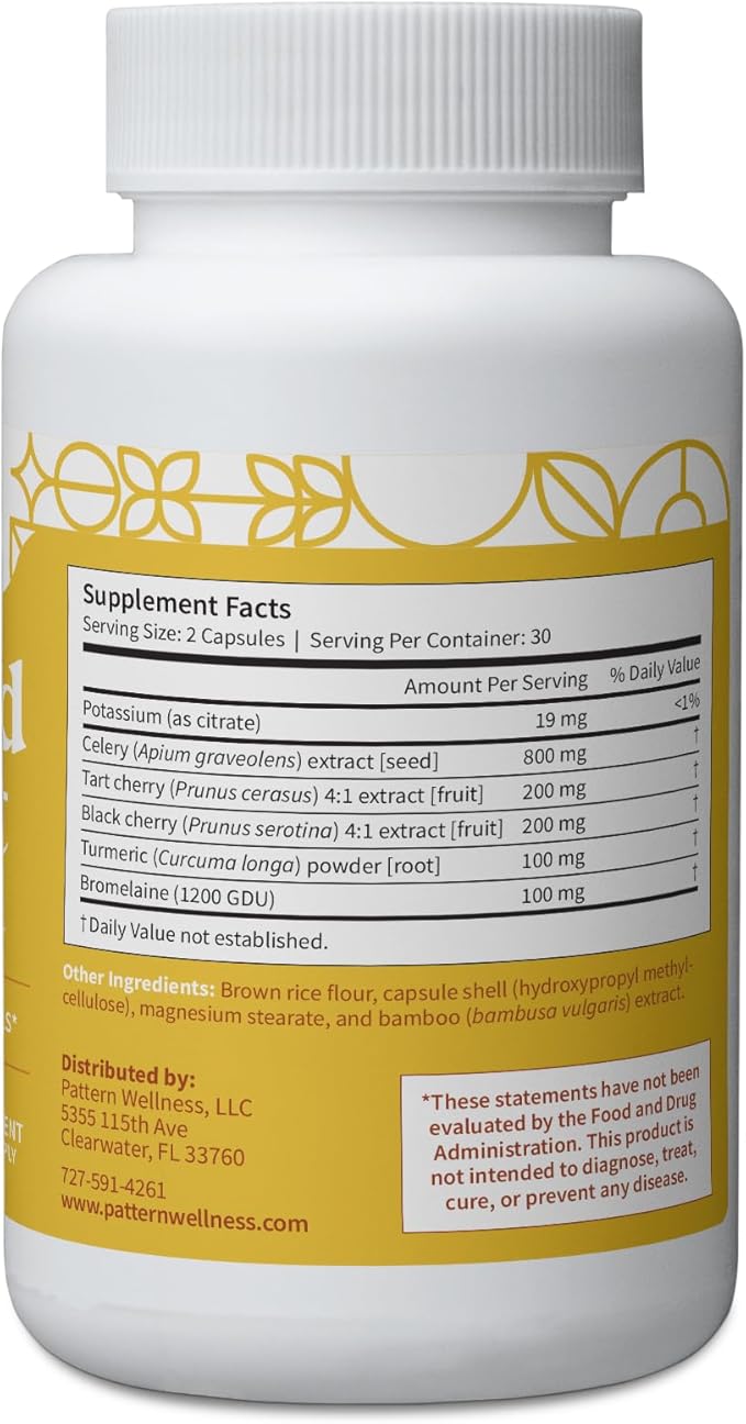 Pattern Wellness Uric Acid Support Supplement – Supports Uric Acid Balance & Joint Wellness – Herbal Formula – 3rd Party Lab Tested – 60 Veggie Capsules