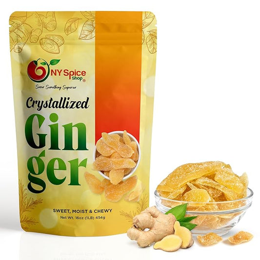 NY SPICE SHOP Candied Ginger Slices – (48 Oz.) 3 Pound Crystallized Ginger Slices – Ginger Hard Candy – Candied Ginger Pieces – Crystallized Ginger Chunks