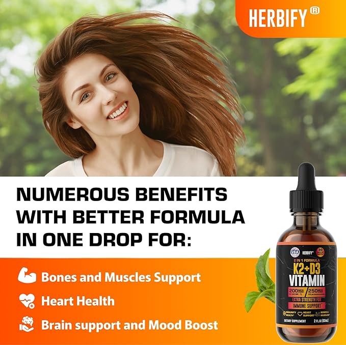 Vitamin D3 K2 Drops – Liquid Vitamins for Women, Men & Teen - Bone Strength Supplements - D3 K2 Mt Vitamins for Immune Support & Heart Health - Vitamin D3 10000 Iu Liquid K2 Drops – 2 oz