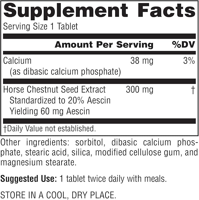 Planetary Herbals Full Spectrum Horse Chestnut Tablets, White Bottle 60 Count (Pack of 1)
