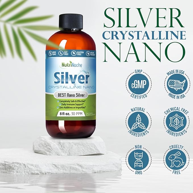 Nutrinoche Ultra Pure Colloidal Silver Spray - Excellent Daily Immune Support - Organic 99.99% Nano Particles - Ultra Pure Silver Hydrosol - 2 Ounces - 30 ppm