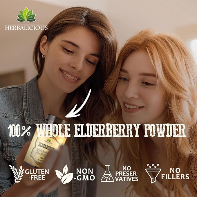 Elderberry Capsules – Natural Black Elderberry Herbal Supplement – Immune Boosters for Adults, Digestive Support, Antioxidants & Vitamin C – Fiber-Rich, Non-GMO – 100 Capsules for Men & Women