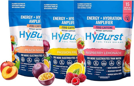 Electrolytes Powder Packets with 13 Essential Nutrients | Energy + Hydration Amplifier | 100mg L-Theanine | Improve Energy, Focus, Performance | Variety Pack, 45 Pack