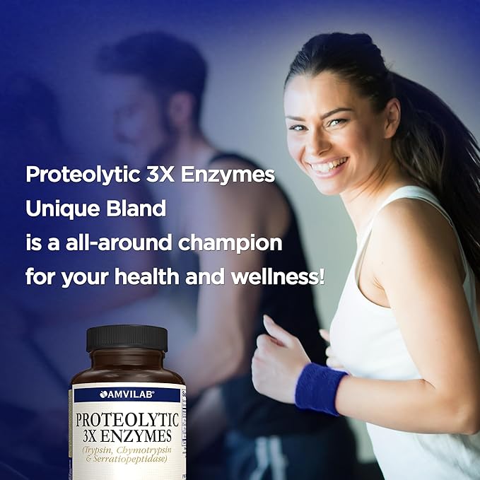 Proteolytic Enzymes 3X - Trypsin, Chymotrypsin & Serrapeptidase - Reduces Edema & Irritation from Tissue Injury - Supports Body Wellness & Recovery - Dietary Supplement - 90 Capsules