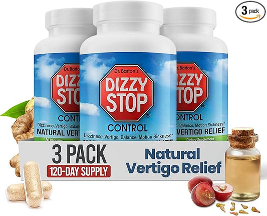 Vertigo Relief Product & Non‑Drowsy Motion Sickness Pills: Nausea and Dizziness, Ginger & Grape Seed Formula, Inner Ear Balance, Car, Cruise & Travel Essential, Stomach Support (80 Count – Pack of 3)