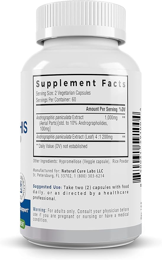 Premium Andrographis Paniculata Extract 1,200mg (100mg Andrographolides), 120 Capsules, Non-GMO, Vegan, Gluten Free