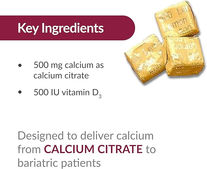 Bariatric Advantage Calcium Citrate Chewy Bites 500 mg - Highly Absorbable & Digestible - Vitamin D3 - Easily Chewable Calcium Supplement - Assorted Fruit - 90 Count