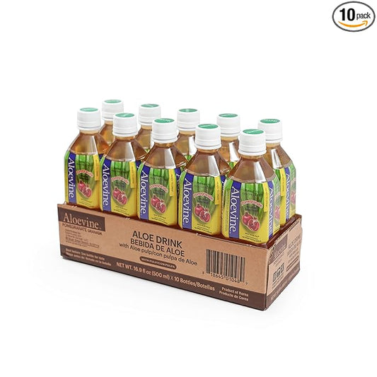 Aloevine Aloe Vera Drink Pomegranate healthy juice l 16.9 oz. 10 pack l smart fruit Korean drinks