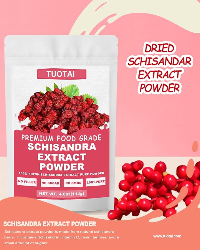 Premium Schisandra Extract 10:1 Powder, 100% Natural Powder, No GMO, No Additives, Vegan