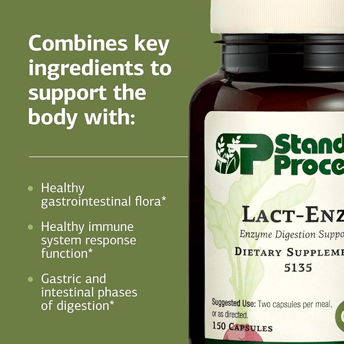 Standard Process Inc. Lact-ENZ - Whole Food Immune Support, Digestion and Digestive Health with Bifidobacterium Longum, Cellulase, Protease, Amylase, Lipase, Maltodextrin and More - 150 Capsules