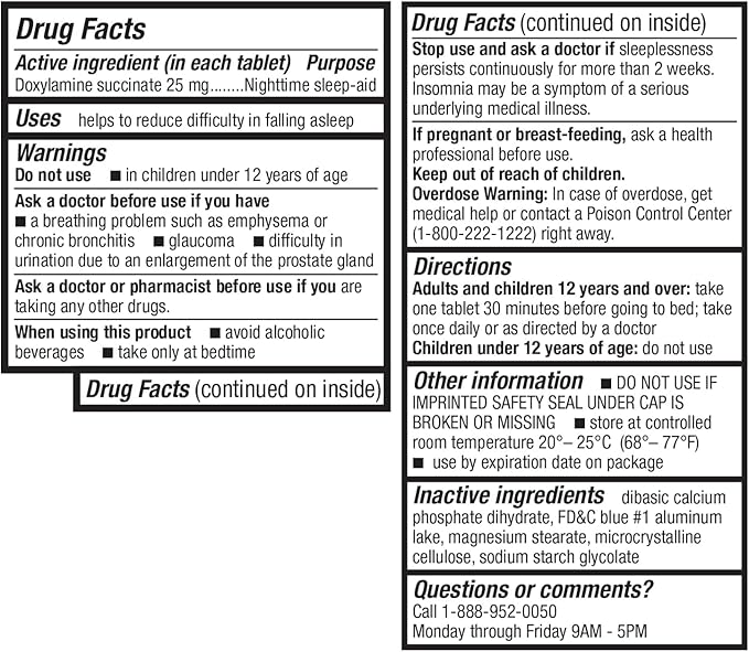HealthA2Z® Sleep Aid | Doxylamine Succinate 25mg | (200 Counts (Pack of 1))