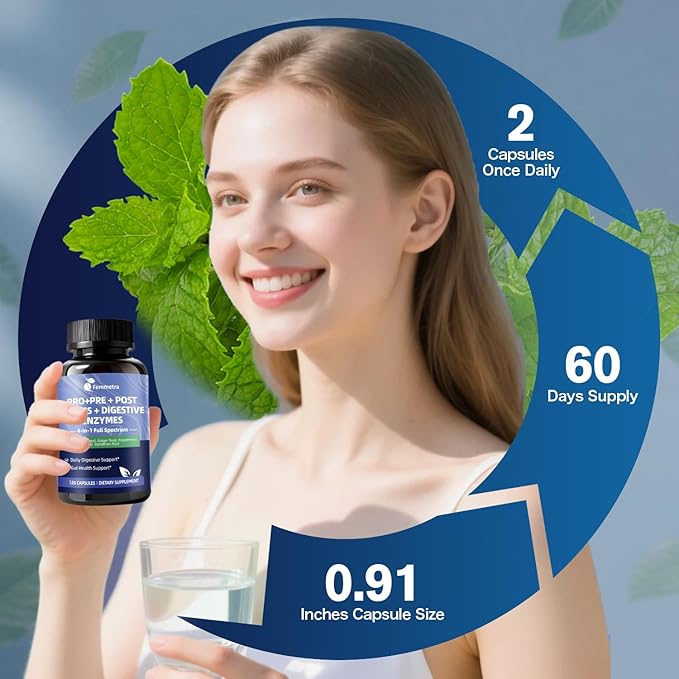 Digestive Enzymes Postbiotics Prebiotics Probiotics for Women & Men, 200 Billion CFU 36 Probiotic Strains + Psyllium Husk - Supports Gut, Digestive, Regularity, Gas, Bloating & Immune, Vegan, 60 Days