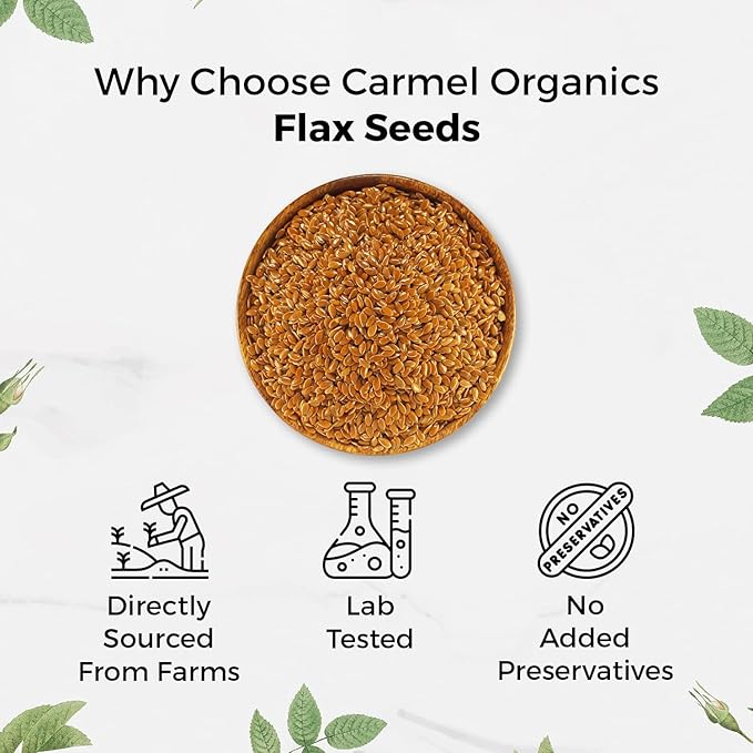 Flax Seeds Whole 7.5 Ounce, Nutrient-Rich Superfood for Smoothies, Baking & Healthy Recipes, Natural, Non-GMO, No Added Preservatives, High in Omega-3, By CARMEL ORGANICS