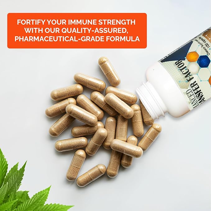 Transfer Factor Enhanced, 100 Natural Capsules, Immune Support - Transfer Factor Multi Immune from Cow Colostrum, Egg Yolk & Special Blend of Mushrooms