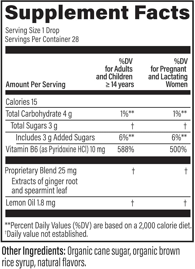 UpSpring Stomach Settle Drops for Occasional Nausea Relief, Upset Stomach and Motion Sickness with Ginger, Lemon, Spearmint and B6, Mint Flavor Drops, 56ct (Pack of 2)