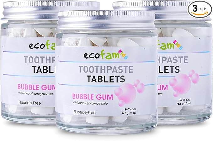 Toothpaste Tablets – Bubblegum | Nano Hydroxyapatite Toothpaste Tablets Chewable | Fluoride Free l 90 Tabs