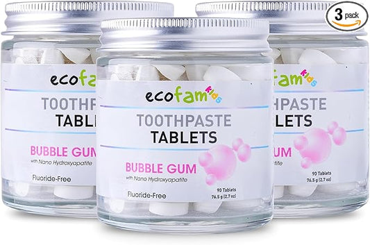 Toothpaste Tablets – Bubblegum | Nano Hydroxyapatite Toothpaste Tablets Chewable | Fluoride Free l 90 Tabs
