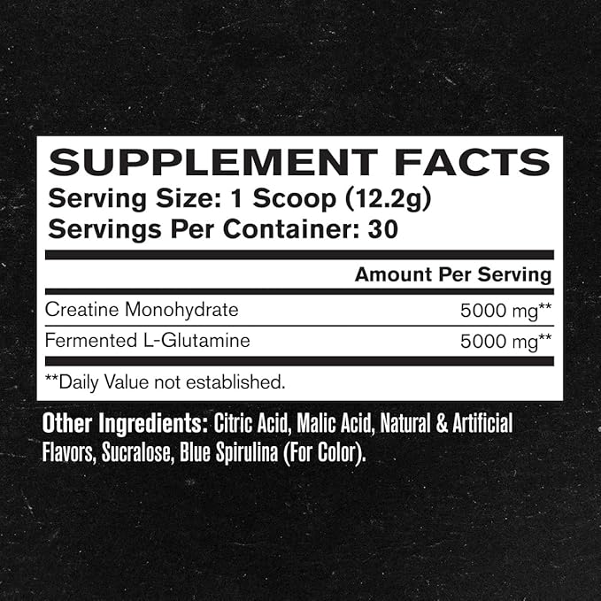 Jacked Factory Creatine + Glutamine - Creatine Supplement with L-Glutamine for Muscle Recovery, Muscle Growth, Increased Strength, Enhanced Energy Output, and Gut Health - 30 Servings, Blue Raspberry