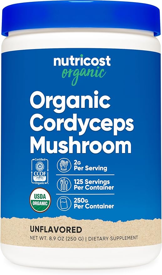 Nutricost Organic Cordyceps Mushroom Powder 250 Grams - USDA Certified Organic, Non-GMO, Gluten Free