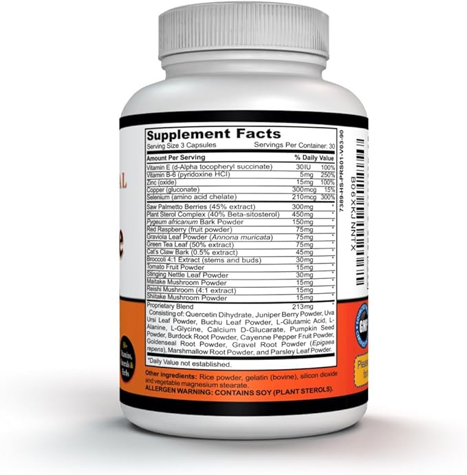 Prostate Support Complex - Saw Palmetto & Beta Sitosterol with Pygeum Bark - Daily Urinary Flow Support for Men - 90 Natural Plant Sterol Capsules