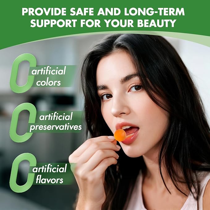 Sugar Free Biotin Gummy Hair, Nails & Skins Gummies-2500mcg Enhanced Hair, Skin & Nails Supplement Orange Flavor 60 Cts/Bottle