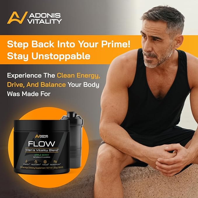 Flow - Nitric Oxide Supplements for Men - 5,000mg L-Citrulline, Supports Blood Flow, Recovery & Endurance - Nitric Oxide Booster, Ashwagandha, Fenugreek | Apple Berry, 30 Servings