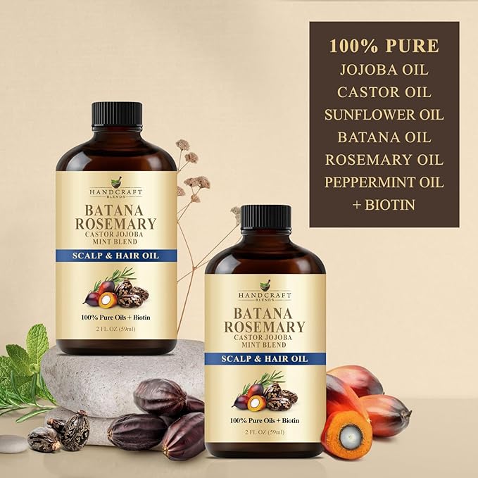 Batana & Rosemary Hair Growth Oil 2oz – Scalp Treatment & Strengthening for Growth & Loss, Thinning, Dry Scalp, Split Ends – Natural Hair Oil for Women & Men – Intensive Repair & Nourishing Formula