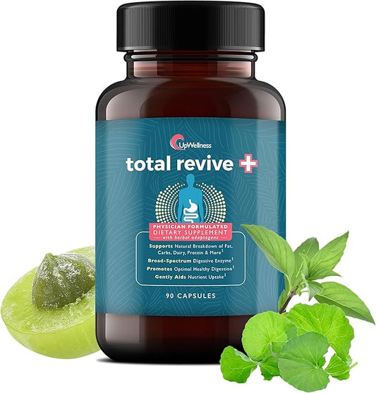 Total Revive+ Digestive Enzymes - Broad-Spectrum Enzymes for Digestive Health - Supports Gut Health and Nutrient Absorption - Physician Formulated - 90 Capsules