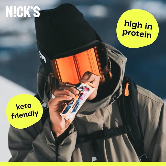 Nick's Protein Bars Chocolate Variety Pack High Protein, Low Calories, Low Carb Keto Friendly Snacks No Added Sugar, Salty Peanut, Chocolate Caramel and Almond Chocolate (12 Pack)