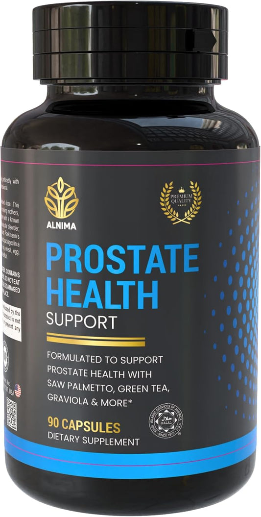 Prostate Support Supplement for Men – Halal Certified, Saw Palmetto, Beta-Sitosterol, Pygeum, Zinc, Selenium – Urinary & Prostate Health – 3 Capsules Daily – 60 Capsules