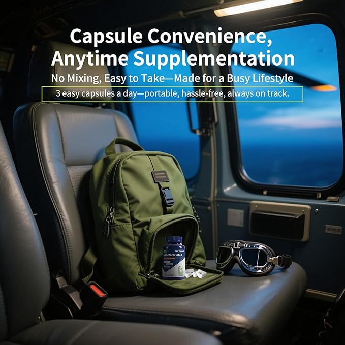 Amino Acid, Supports Muscle Recovery and Lean Muscle Growth, Enhances Energy and Endurance, Contains Essential Amino Acids and BCAAs, 90 Capsules (1 Bottles)
