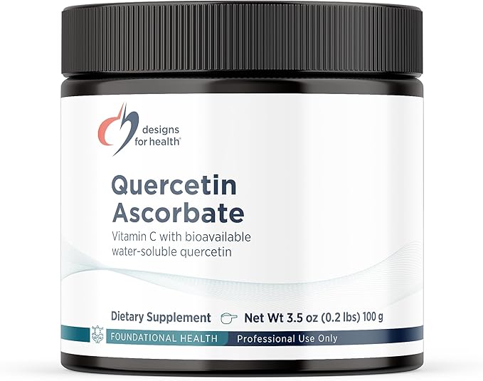 Designs for Health Quercetin-Ascorbate Powder - 240mg QuerceSOL™ Supplement - Vitamin C to Help Support Normal Histamine Response - Easy Drink Add-in, Vegan (77 Servings / 100g)