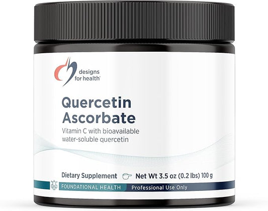Designs for Health Quercetin-Ascorbate Powder - 240mg QuerceSOL™ Supplement - Vitamin C to Help Support Normal Histamine Response - Easy Drink Add-in, Vegan (77 Servings / 100g)