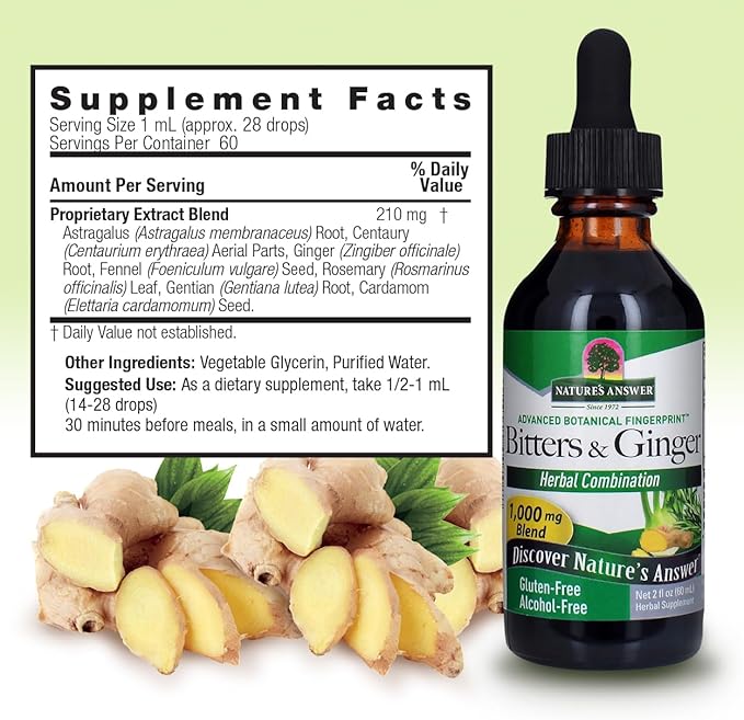 Nature's Answer Alcohol-Free Bitters with Ginger, 2-Fluid Ounces