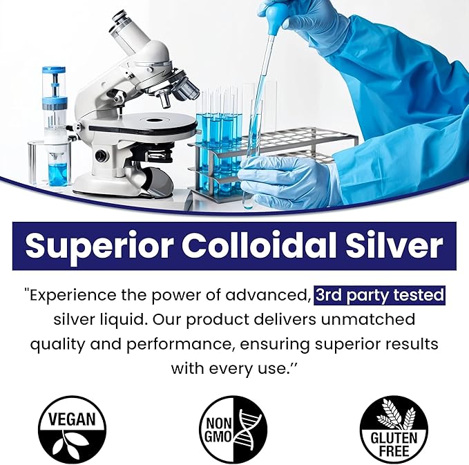 Optivida Health Nano Colloidal Silver Liquid (1 Pack) – Immune Support Supplement with Silver Hydrosol, Liquid for Immune System Support, Colloidal Silver for Adults & Kids, Non-GMO, Gluten-Free