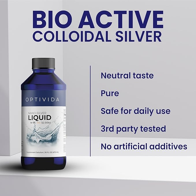 Optivida Health Nano Colloidal Silver Liquid (2 Pack) – Immune Support Supplement with Silver Hydrosol, Liquid for Immune System Support, Colloidal Silver for Adults & Kids, Non-GMO, Gluten-Free