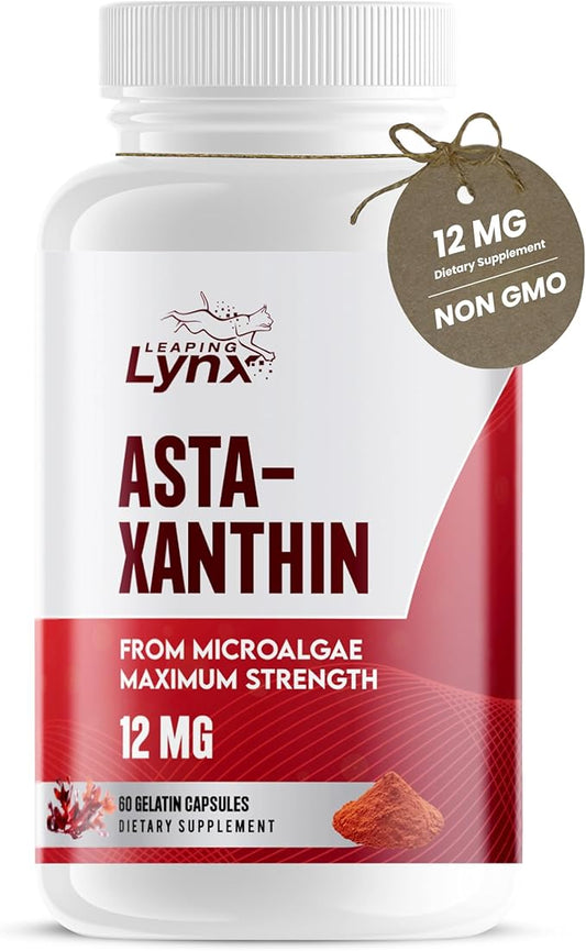 SUPER SUPPLEMENTS Astaxanthin 12mg, 60 Softgels, 2 Month Supply | Premium Astaxanthin Antioxidant | Fresh Microalgae Source | Supports Eye, Joint, Internal Circulation, Skin Health & Natural Tanning