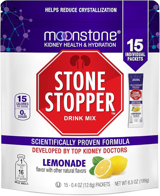 Stone Stopper Drink Mix, Lemonade, Kidney Stone Prevention, Calcium Oxalate Protector, Alkali Citrate Support, Developed by Urologists to Improve Hydration and Support Kidney Health, 15 Day Supply