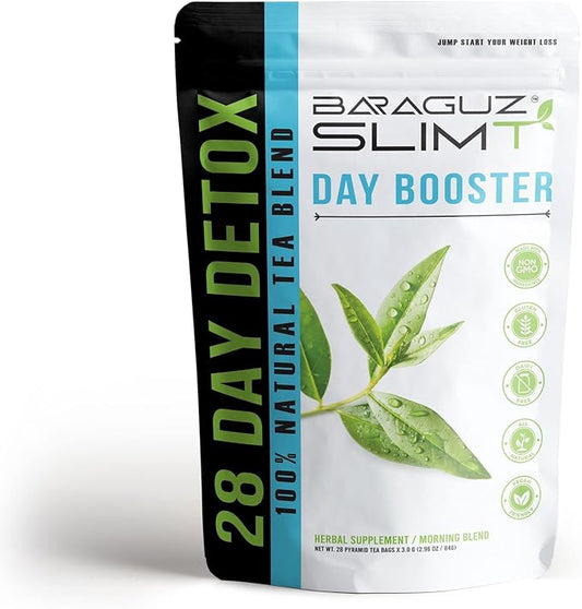 BARAGUZ SLIMT Day Booster: All-Natural SlimmingTea, No Laxative Added, Helps in Bloating & amp; Natural Weight Balance, Supports Immune System, Vegan, 28 Serving