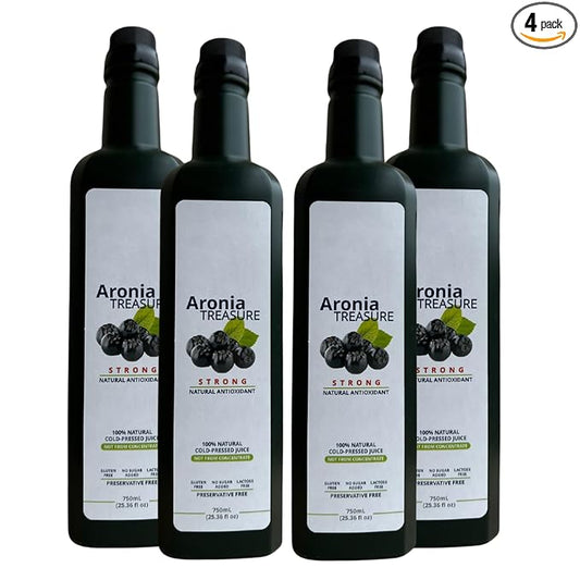Aronia Treasure x 4 (2 months supply) - 100% Aronia Premium Berry Juice - Just one shot per a day.