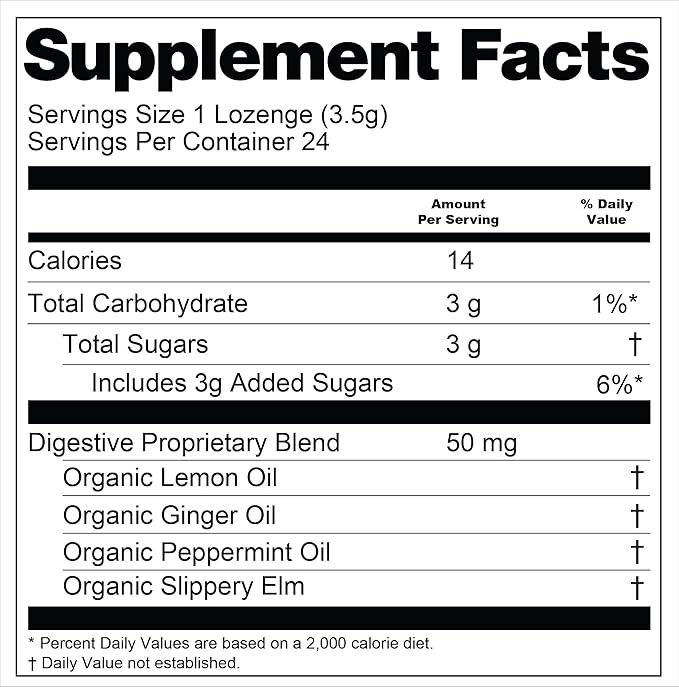 Digestive Blend Functional Hard Candy | Nausea, Travel Sickness, Stomach Gut Upset | Organic Lemon, Ginger, Peppermint, Slippery Elm | Gluten-Free, Non-GMO, Vegan - 24 Count (Pack of 1)