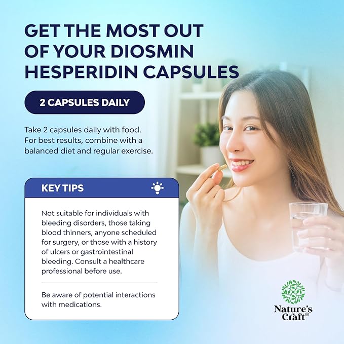 Diosmin Hesperidin 1000mg Complex for Circulation - Hesperidin & Diosmin Complex 1000mg from Bitter Orange for Vein Support - ISO 17025 Lab Tested - Vegan Non-GMO & Gluten Free (2 Month Supply)