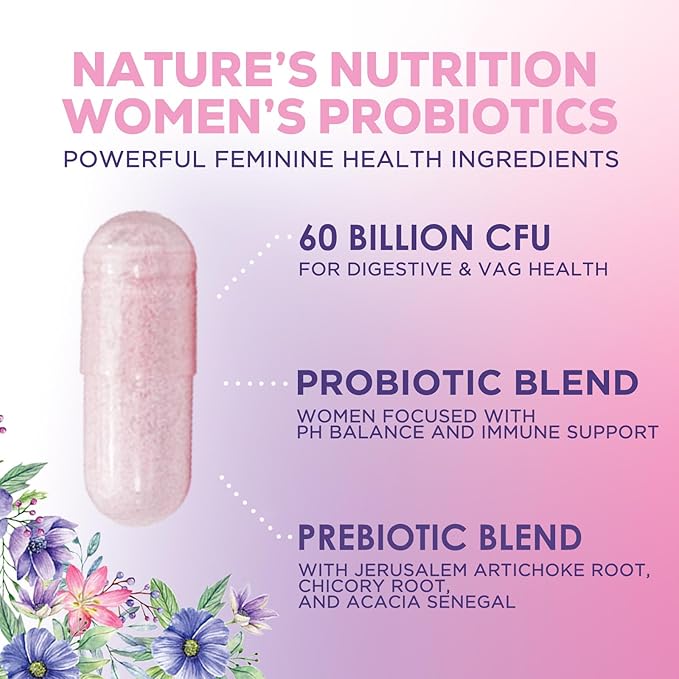 Probiotics for Women 60 Billion CFU - 16 Strains, Digestive Health, Vaginal pH & Immune Support, Prebiotics & Cranberry, Gut Health & Urinary Support, Shelf Stable Women's Probiotic - 120 Capsules