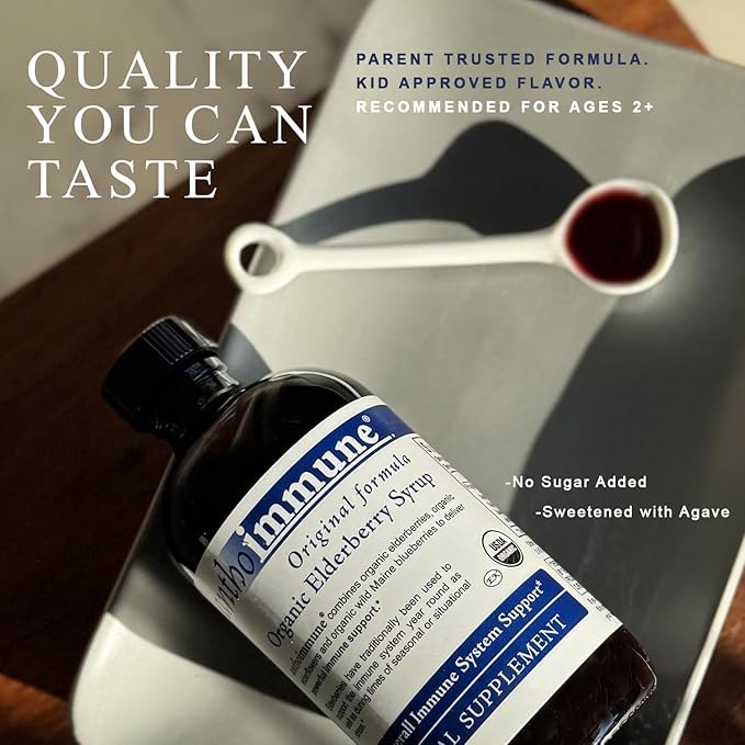 Organic Elderberry Syrup - Anthoimmune - Immune Support Supplement for Adults and Kids- USDA Organic, Ultra-Premium Black Elderberry Formula (4 oz) 24 Servings