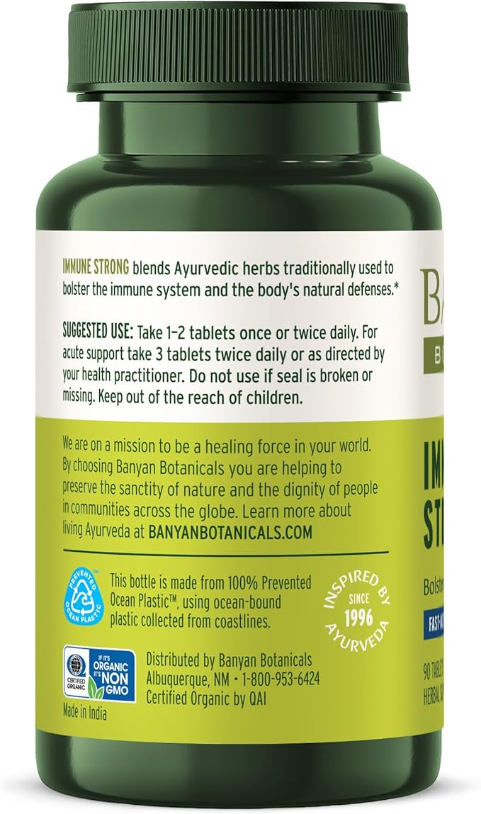Banyan Botanicals Immune Strong – Organic Supplement with Turmeric & Tulsi ­­– Ayurvedic Immune Formula That Supports The Body's Natural Defenses* – 90 Tablets – Non-GMO Sustainably Sourced Vegan