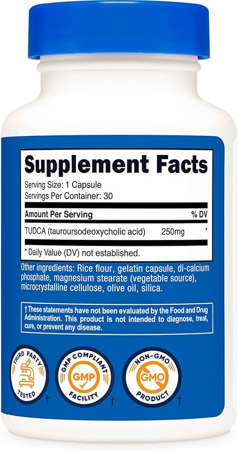 Nutricost Tudca 250mg, 30 Capsules (Tauroursodeoxycholic Acid) - Gluten Free, Non-GMO