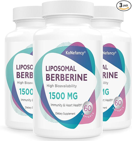 Berberine HCL Supplement 1500mg - High Bioavailability Liposomal Berberine Capsules for Women and Men, AMPK Activator for Cardiovascular Health, Sugar-Free, Non-GMO,180 Softgels