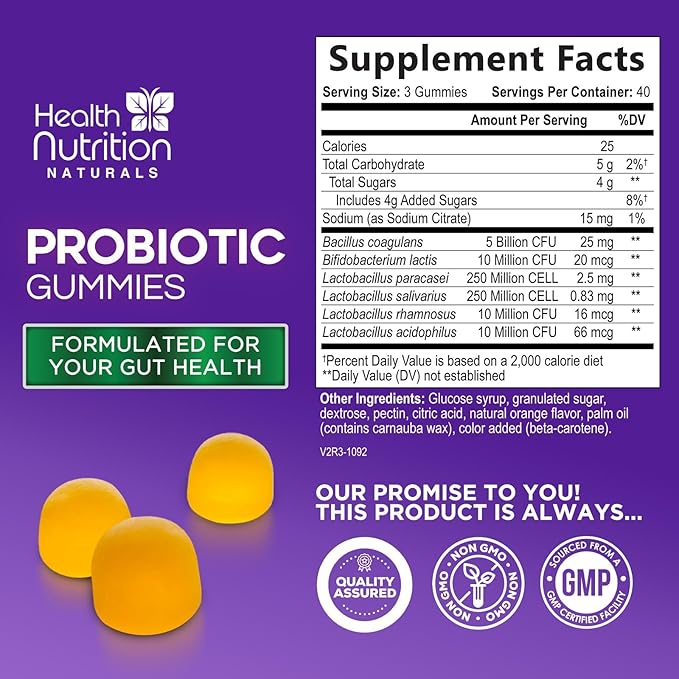 Probiotic Gummies for Women & Men - 5 Billion CFUs Gut Health Support Gummy, Daily Probiotics Supplement for Digestive Health Gummy, Probiotic Strains for Immune Support, Non-GMO & Vegan - 120 Gummies